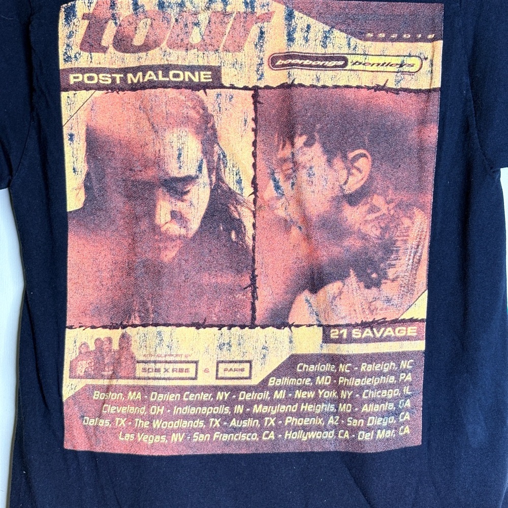 Post Malone and 21 Savage concert tour T-shirt 2018. Sz small - Picture 4 of 8